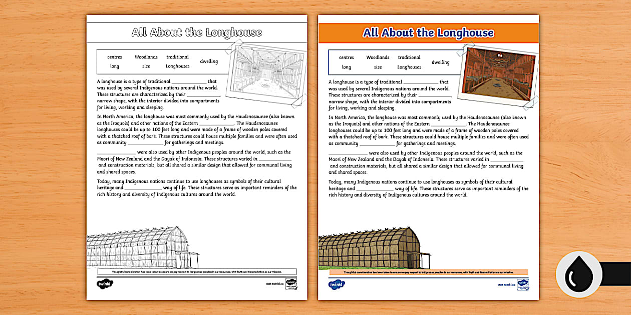 All about the Longhouse Cloze Activity