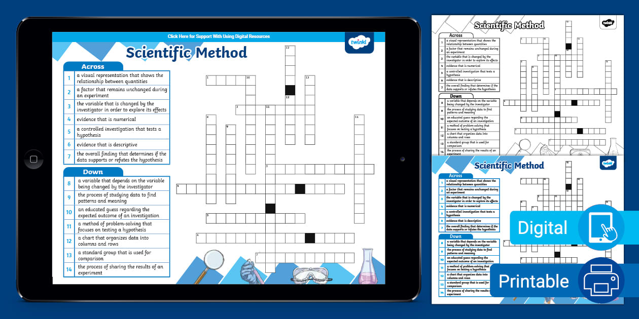 Scientific Method Crossword for 6th 8th Grade Twinkl
