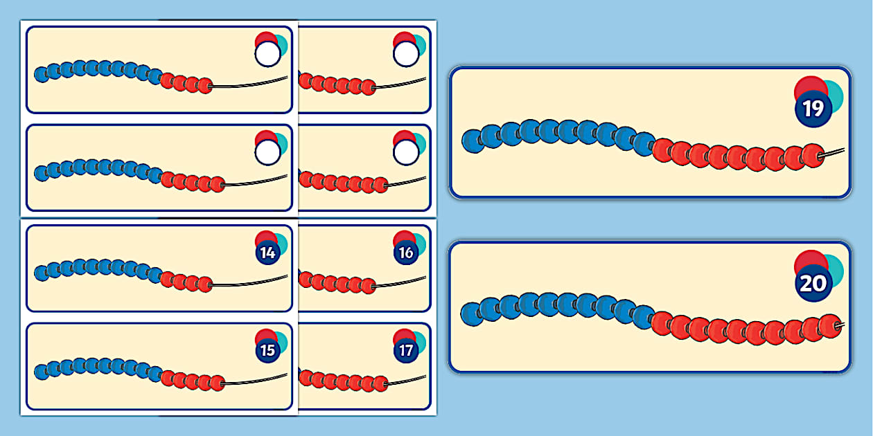 Building Numbers 14 20 Bead String Cards Twinkl building numbers 14 20 bead string cards twinkl