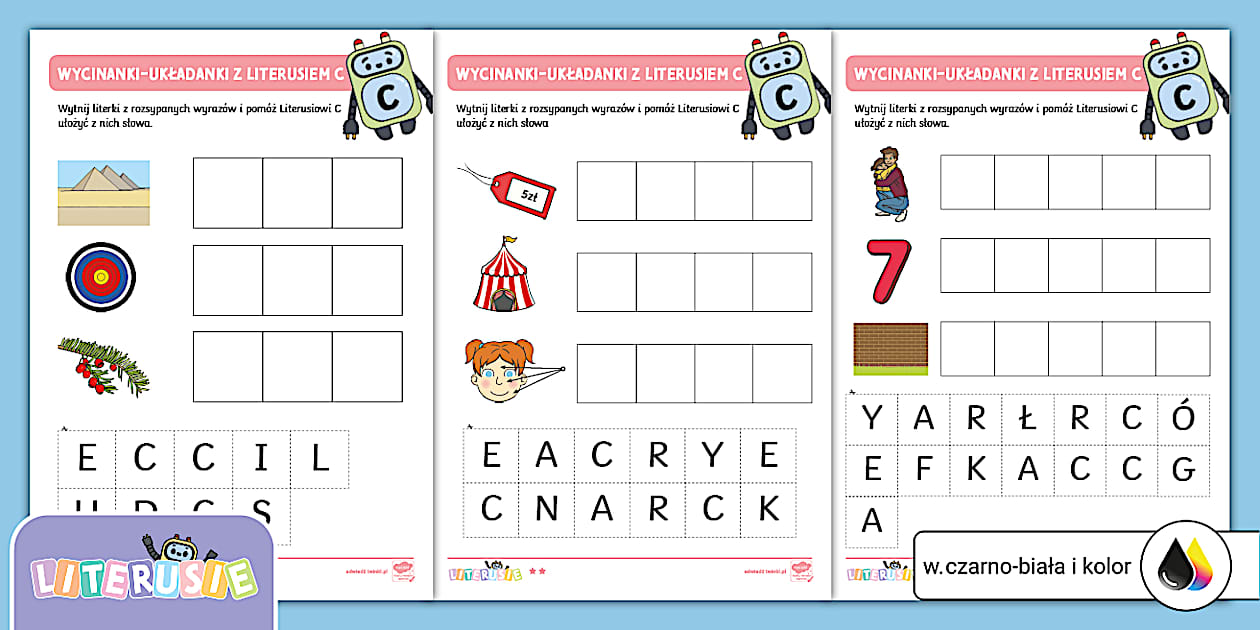 Literuś C Wycinanki układanki Puzzle (Teacher Made)