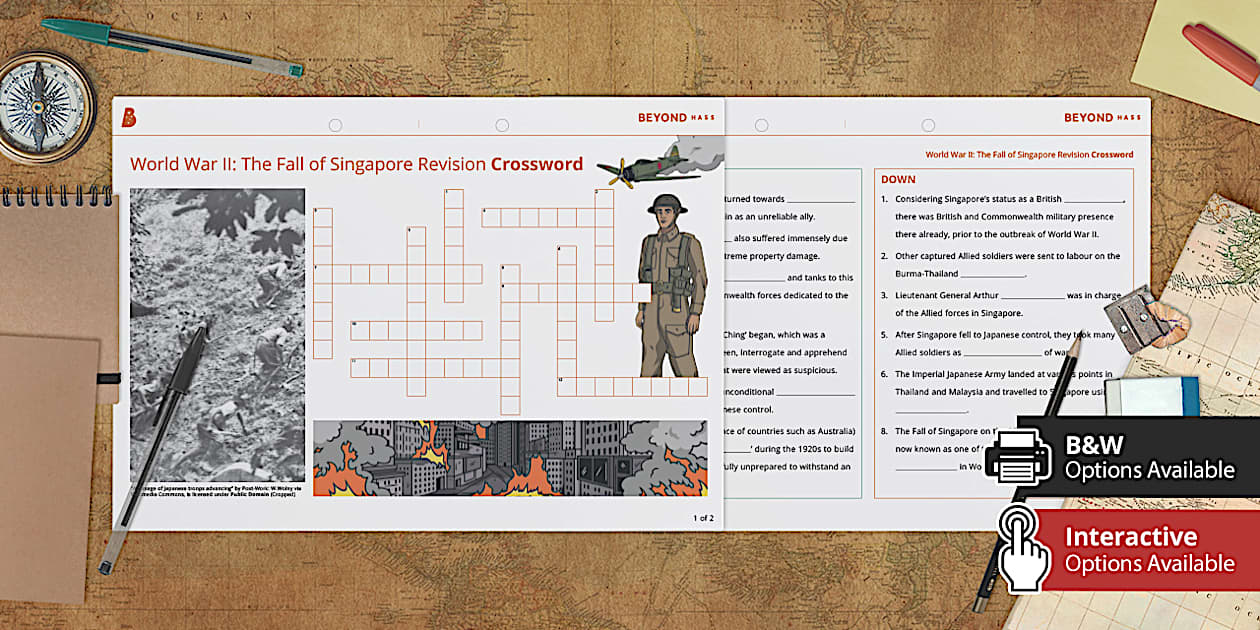 World War II: The Fall of Singapore Revision Crossword