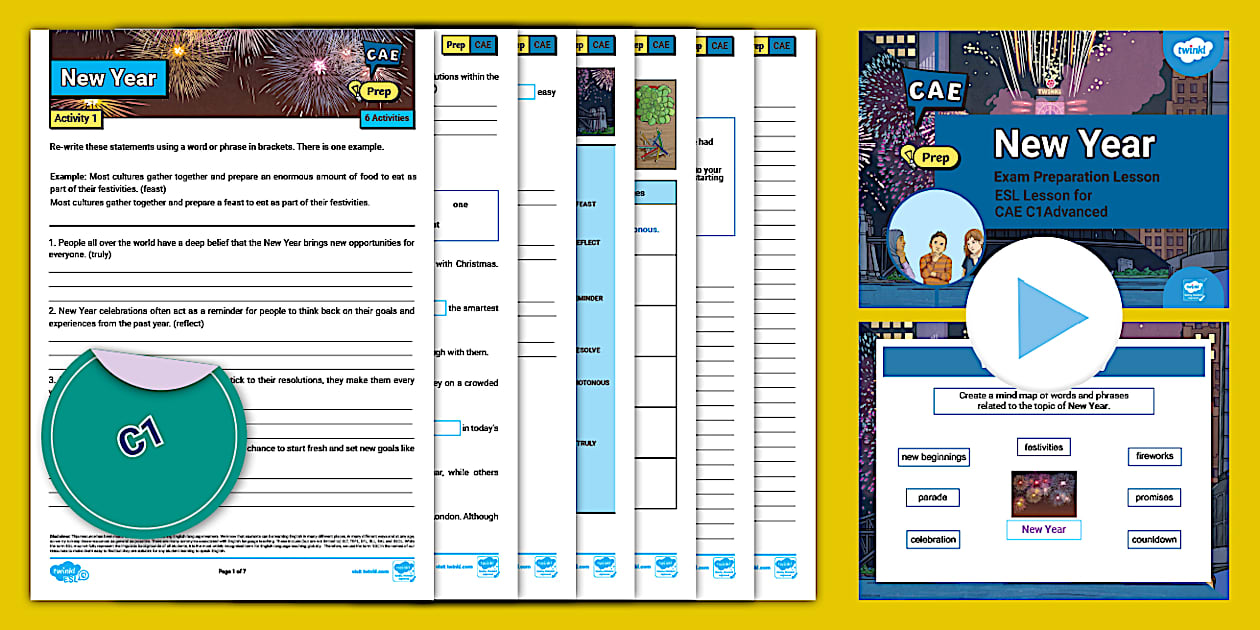 C1 Advanced (CAE) Exam Prep New Year Lesson (teacher made)