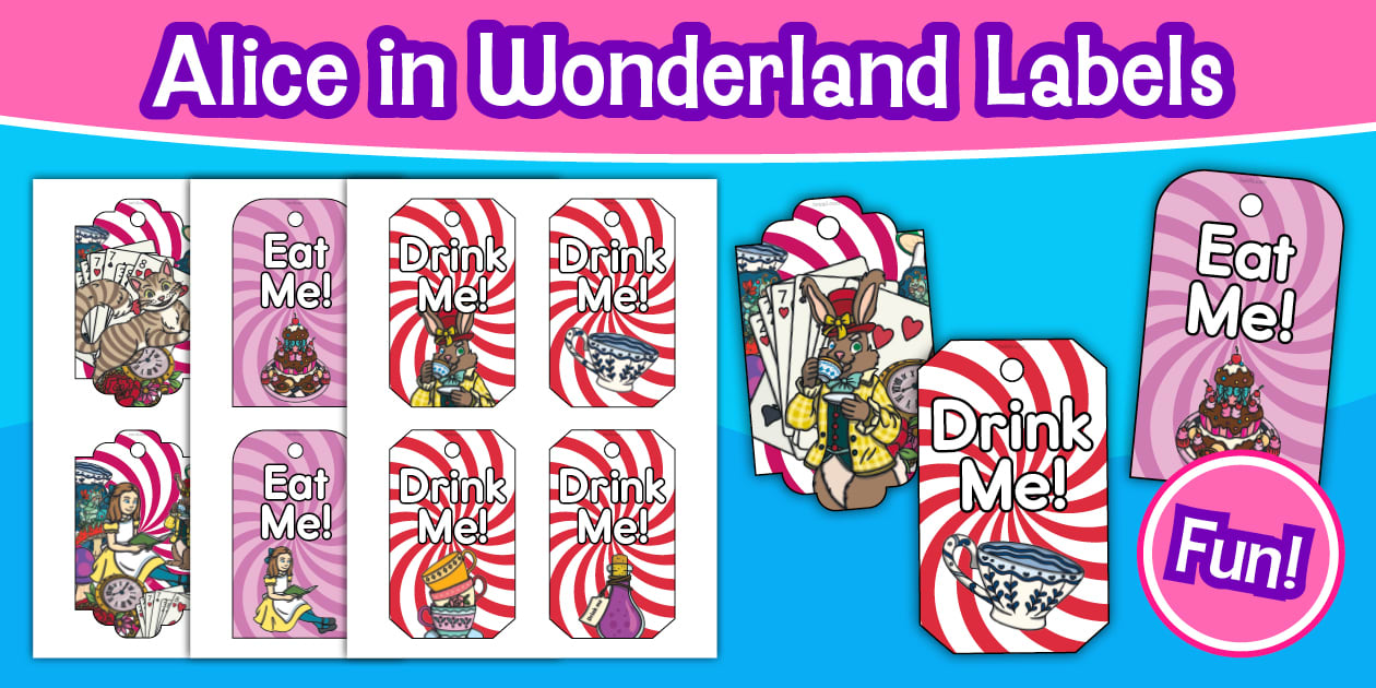 Alice in Wonderland Eat Me! Drink Me! Labels