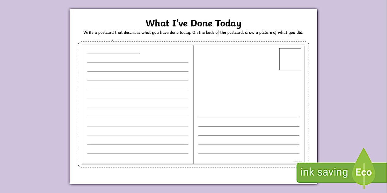 What I ve Done Today Postcard Template Twinkl What i ve done today postcard template twinkl