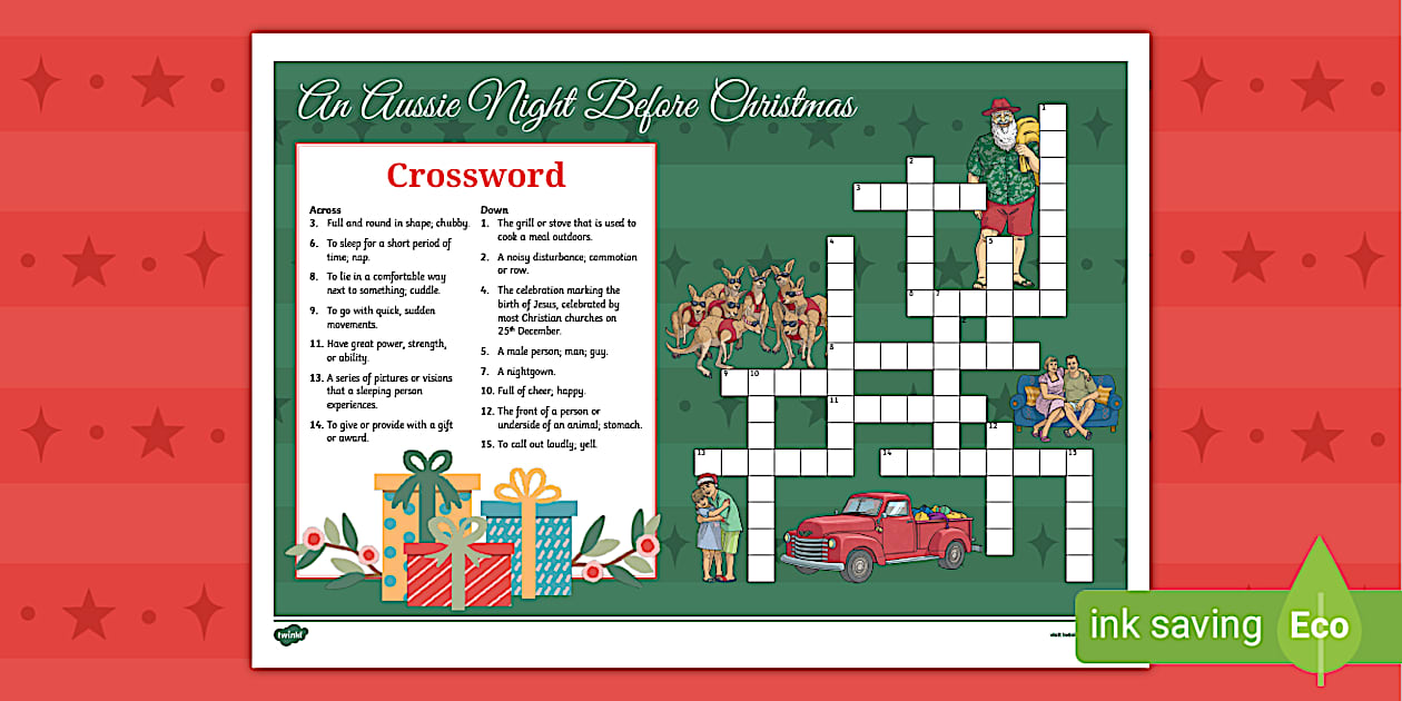 Crossword to support the teaching of An Aussie Night Before Christmas