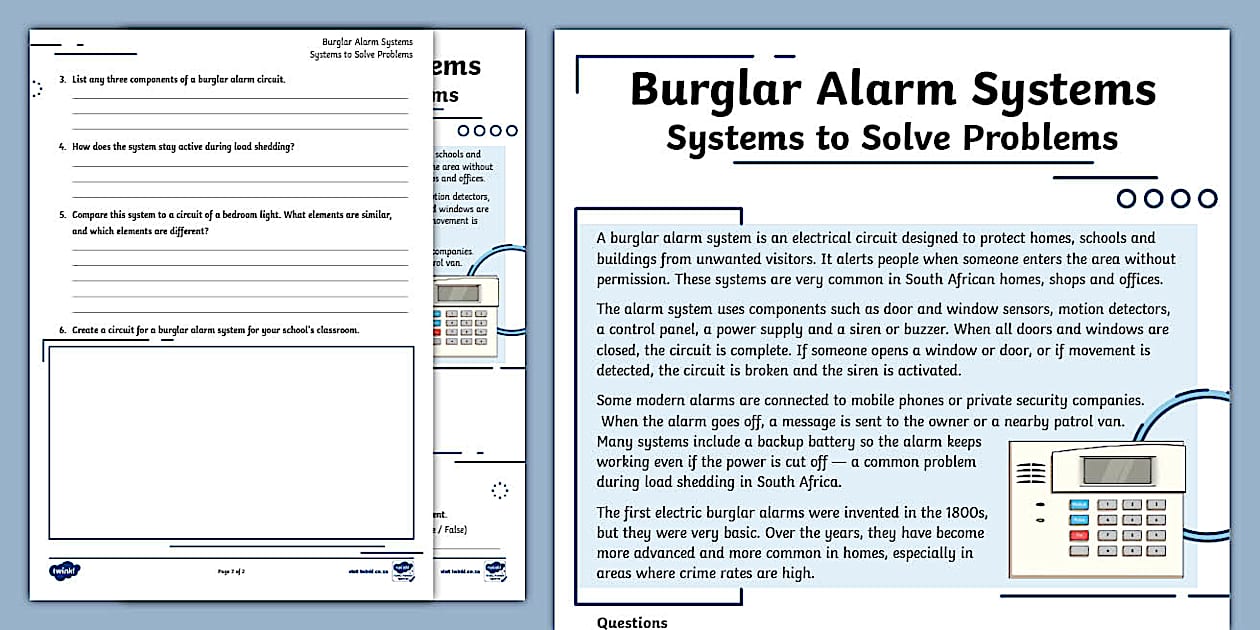 Burglar Alarm Systems – Systems to Solve Problems - Twinkl