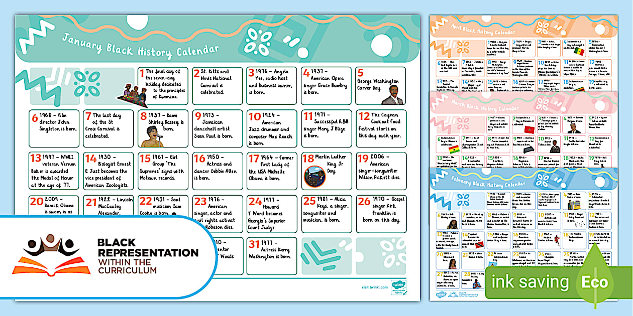 Black Representation: Black History Calendar (Teacher Made)