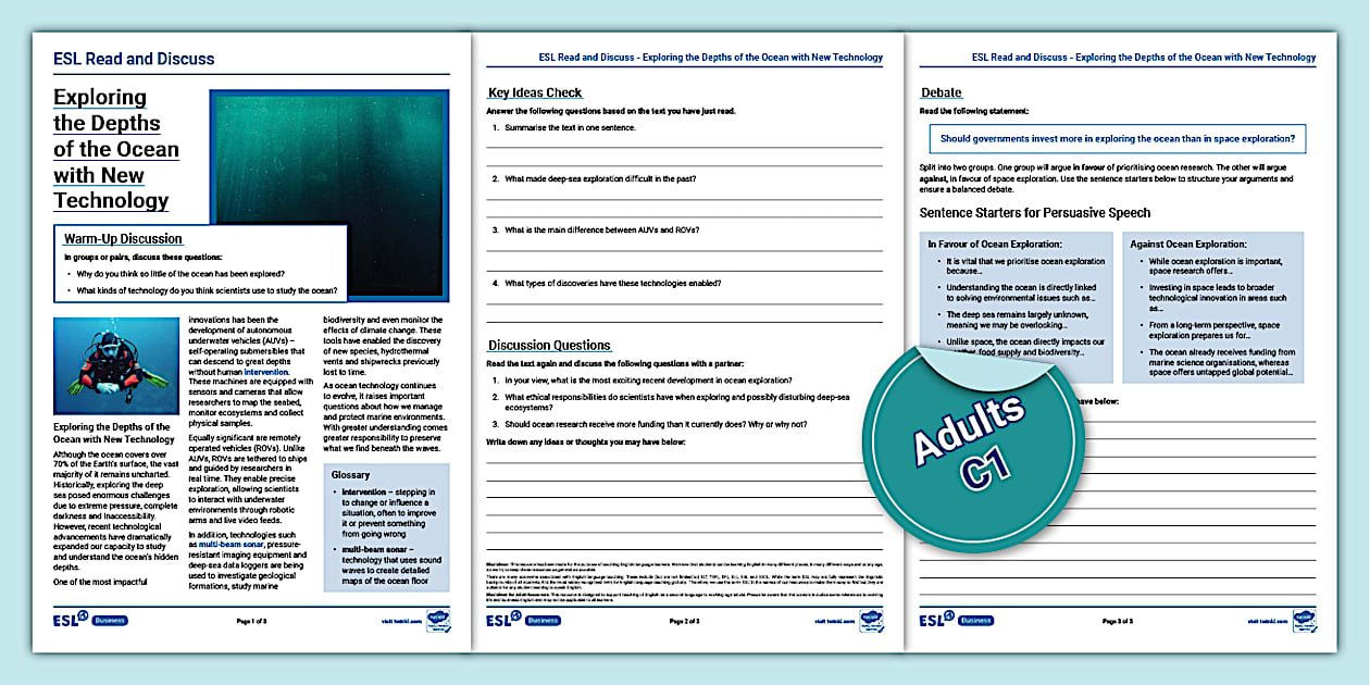 ESL Exploring the Ocean with New Technology [Adults, C1]