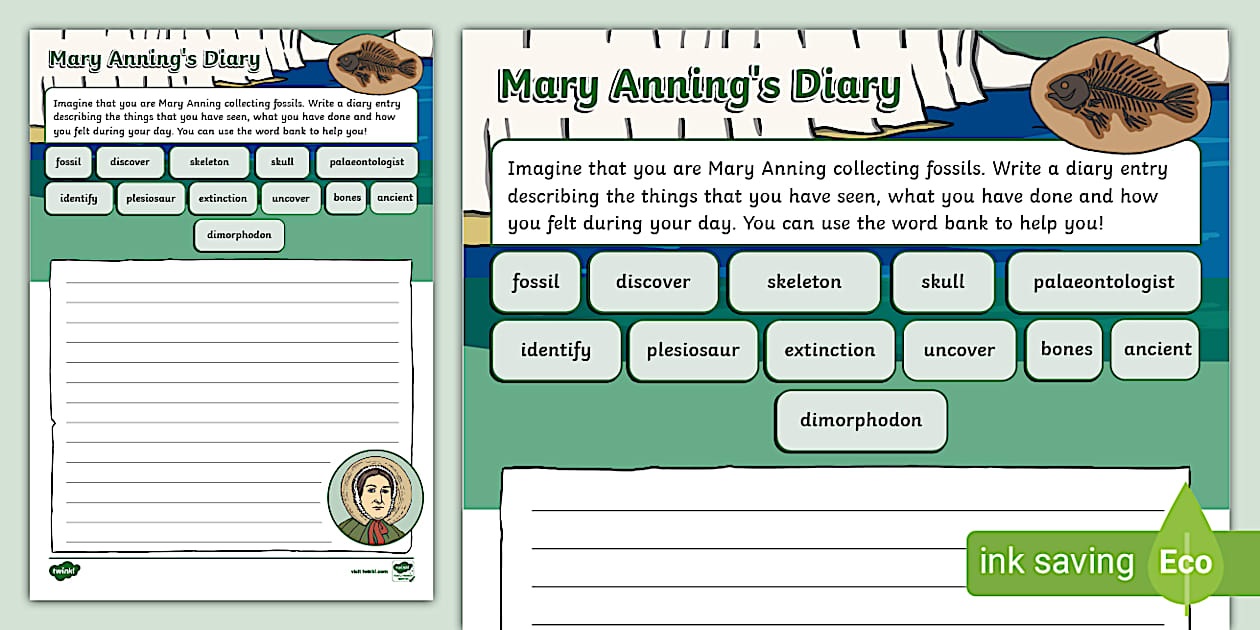 Mary Anning's Diary Writing Template