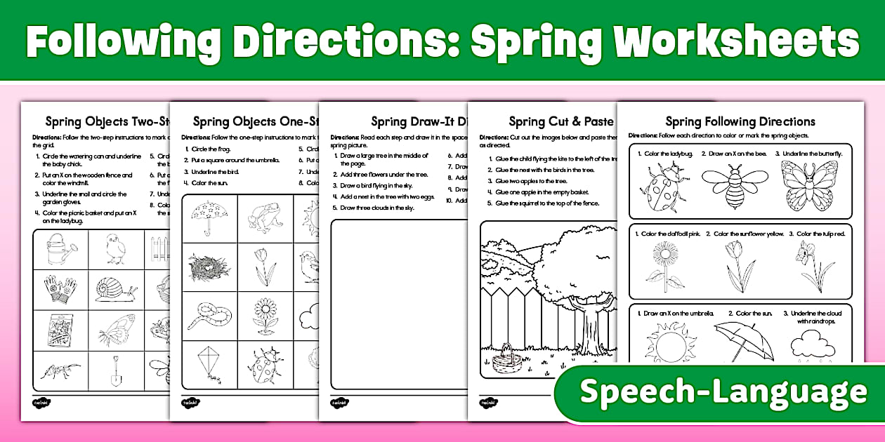 Following Directions: Spring No-Prep Worksheets