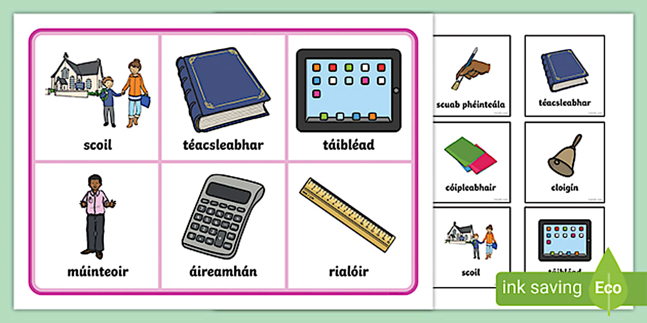 School-Themed Bingo Gaeilge (teacher made) - Twinkl
