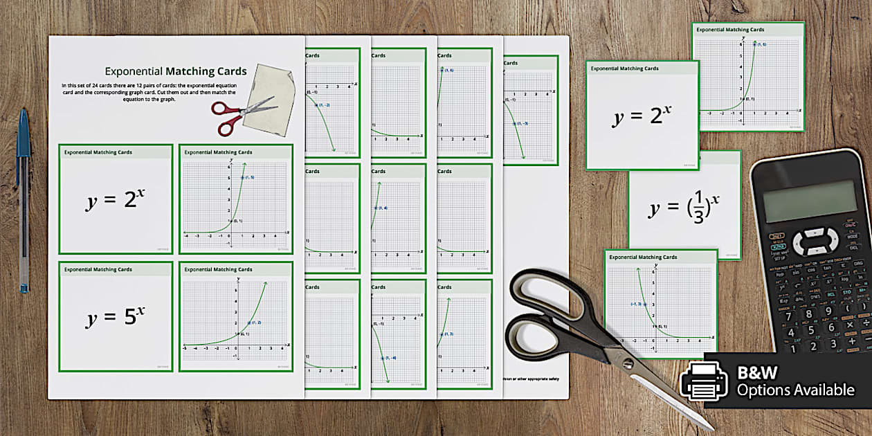 Exponential Functions Matching Cards (teacher made) - Twinkl