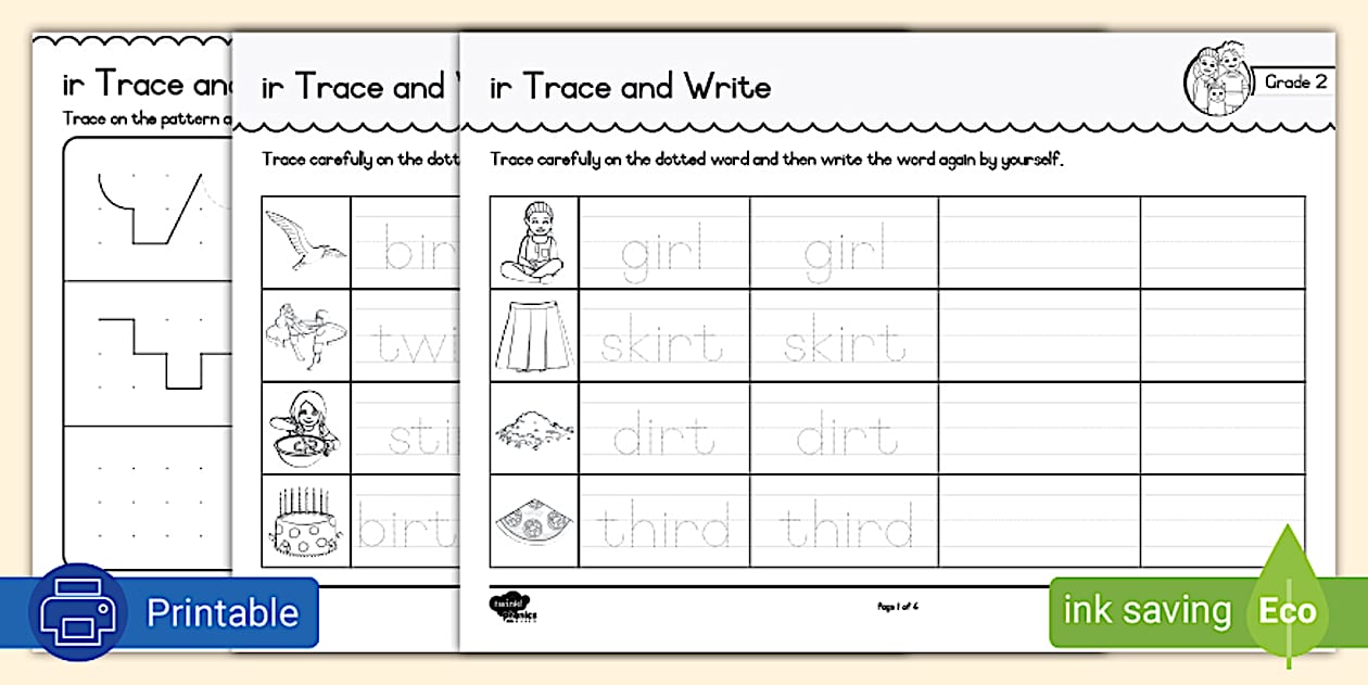 Grade 2 Phonics Trace and Write ir (Teacher-Made) - Twinkl