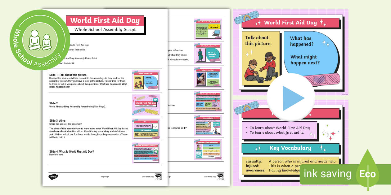 Whole School World First Aid Day Assembly Pack