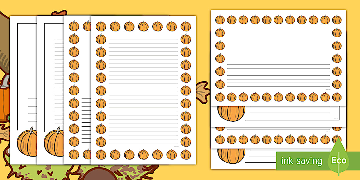 Pumpkin Border Writing Pages Pack - Halloween