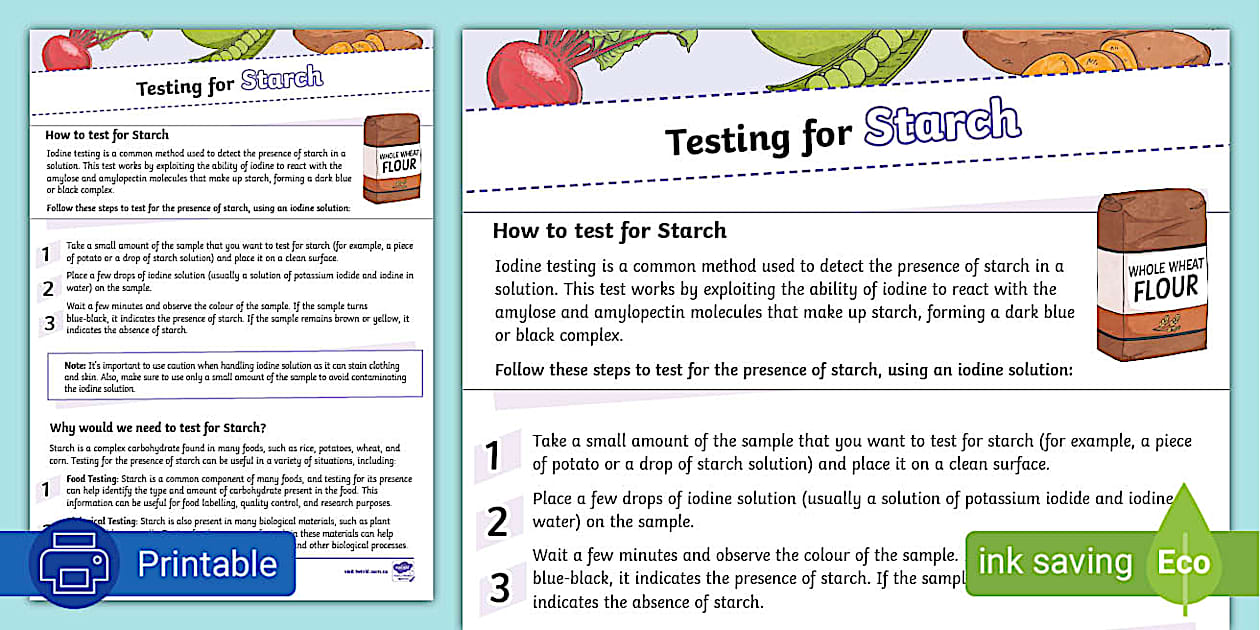 Testing for starch hecho por educadores twinkl