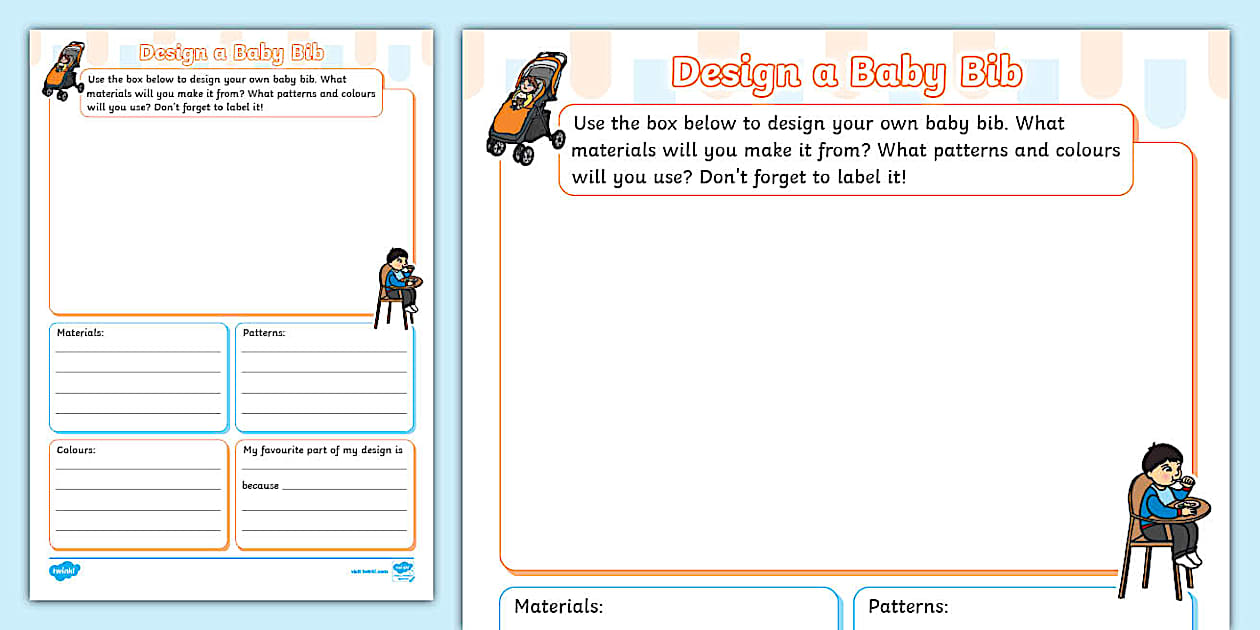 Design a Baby Bib Worksheet (teacher made) - Twinkl