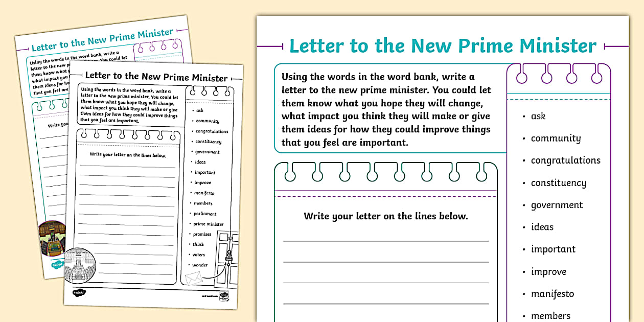 KS1 Letter to the New Prime Minister Template Twinkl