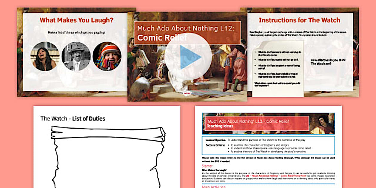 GCSE Much Ado About Nothing Lesson Pack 12 Comic Relief GCSE Much Ado About Nothing Lesson Pack 12 Comic Relief