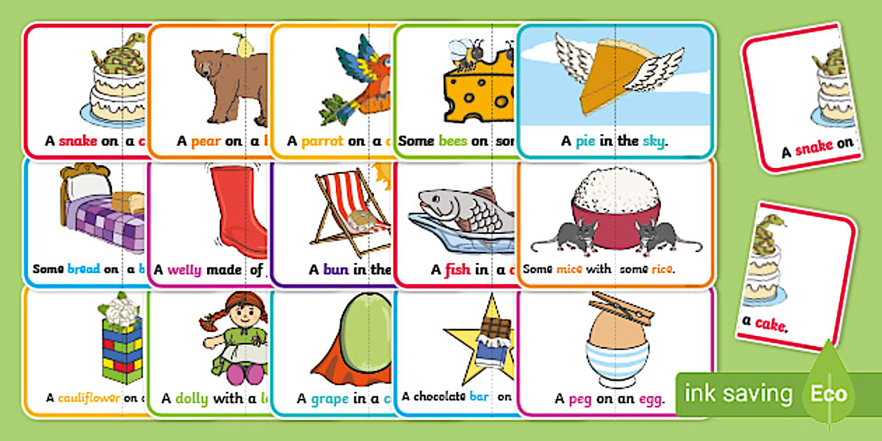 Funny Food Rhyming Word Cards