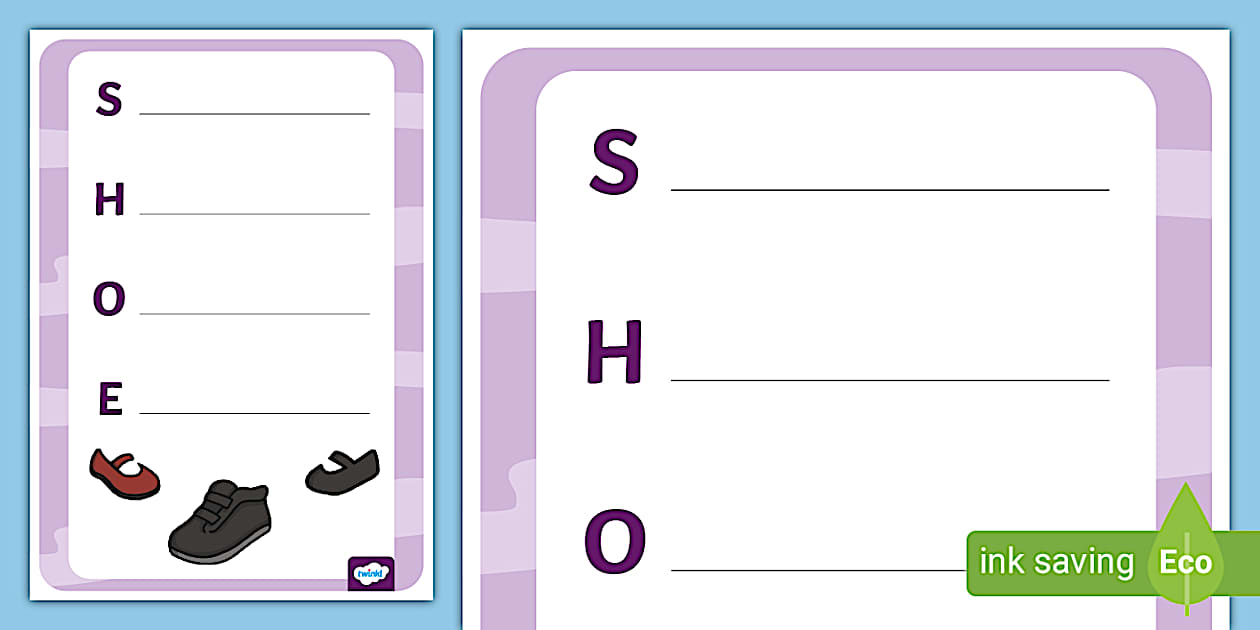 Shoe Acrostic Poem Template