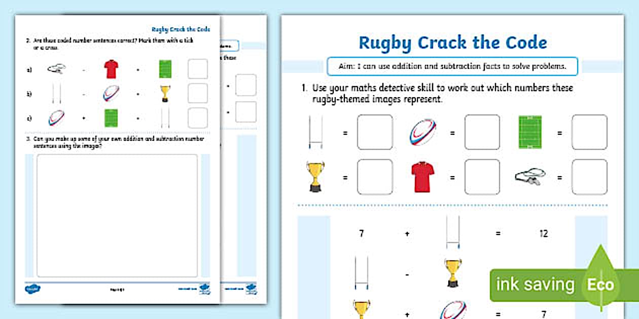 KS1 Rugby Crack the Code (teacher made) - Twinkl