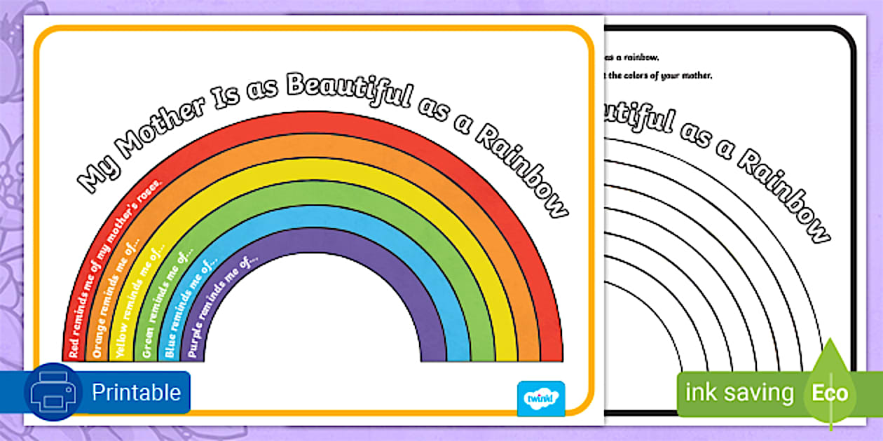 Mother #39 s Day Poem Rainbow Poetry Template Twinkl