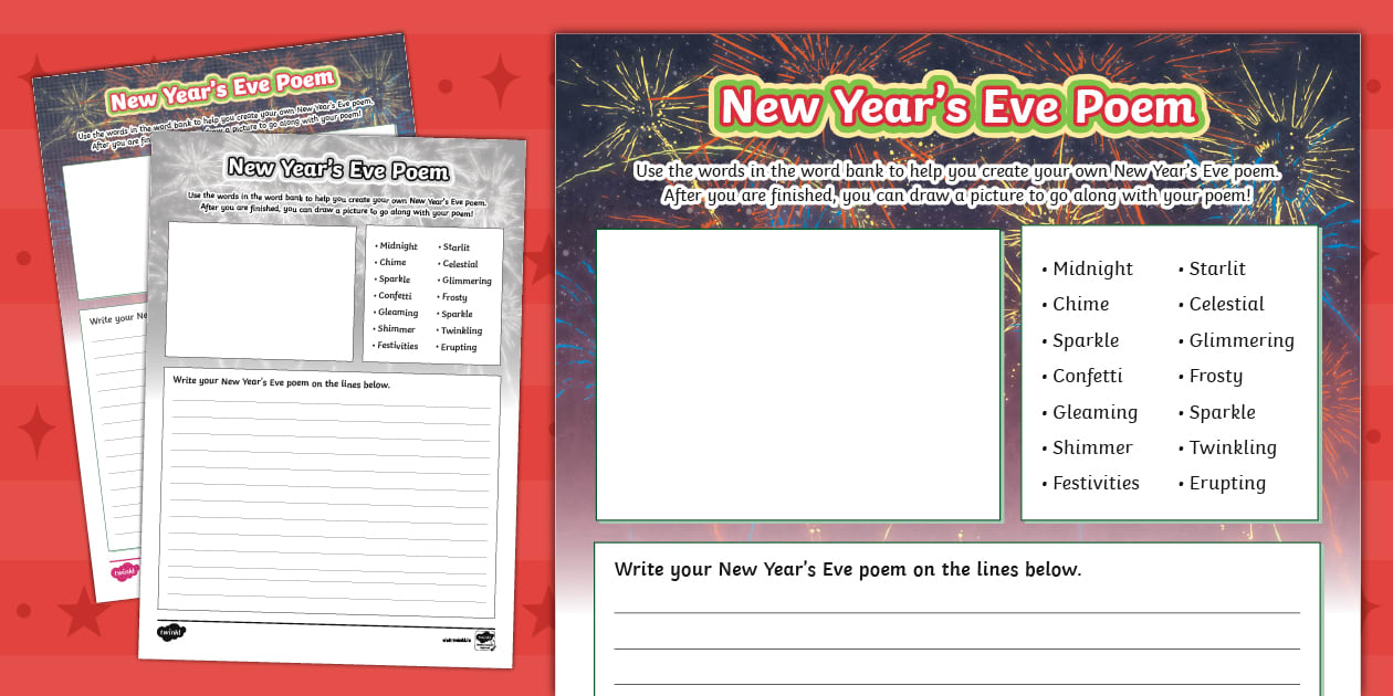 New Year #39 s Eve Poetry Writing Template (teacher made)
