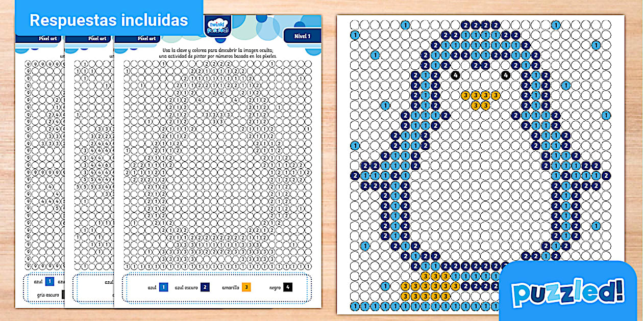 Pixel art: Pingüino - Twinkl Puzzled (teacher made)
