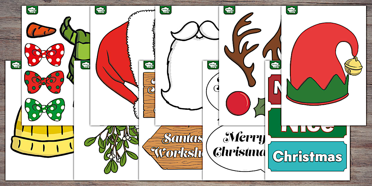 Printable Christmas Props for Photo Booth Twinkl Party