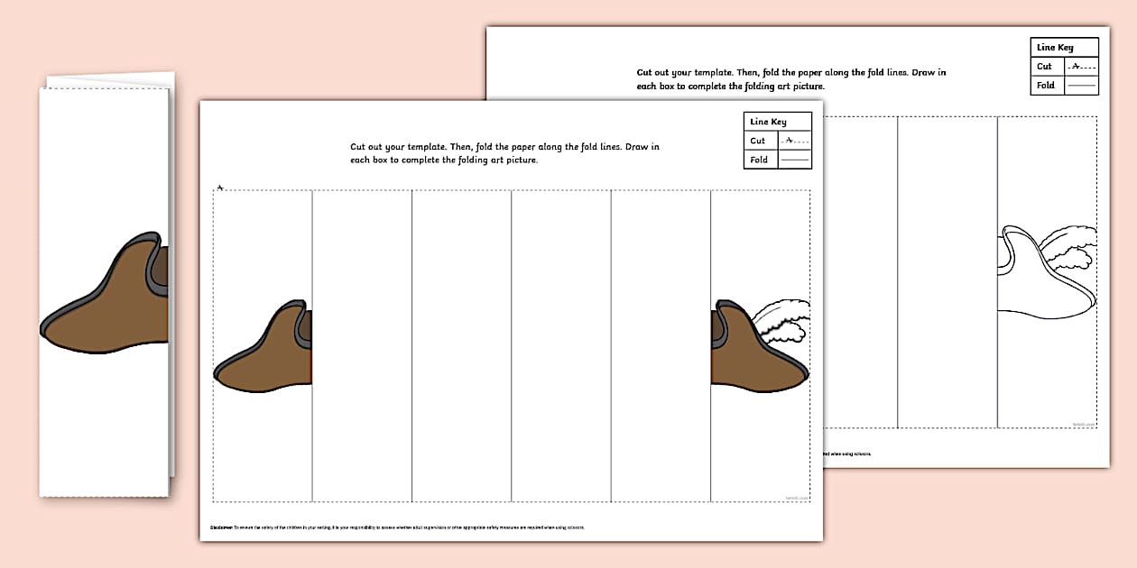 Pirate Hat Folding Art Template (teacher made) Twinkl