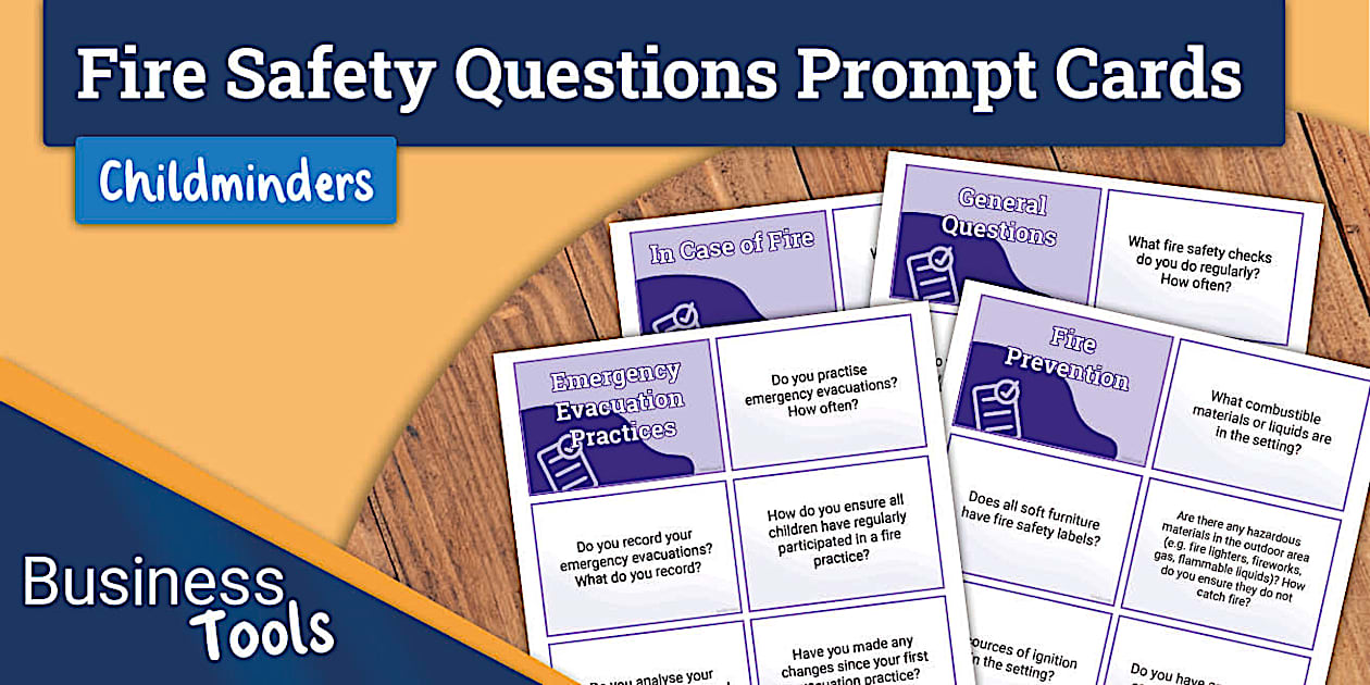 Ofsted Fire Questions Prompt Cards for Early Years Settings