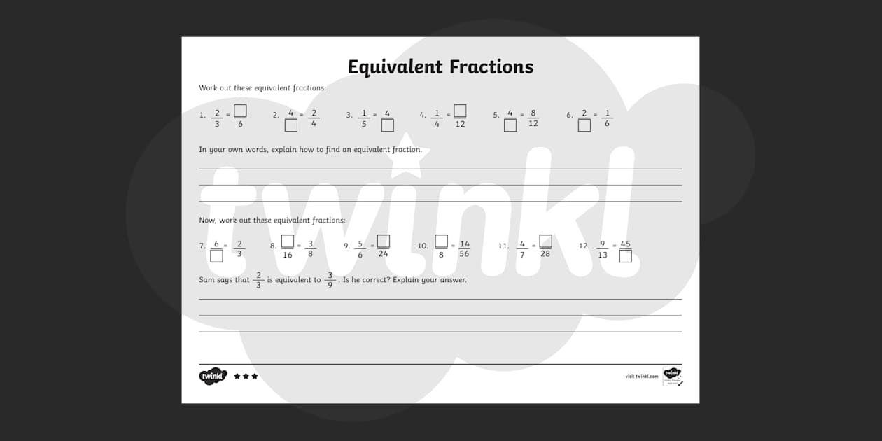 equivalent fractions worksheet year 6 pdf