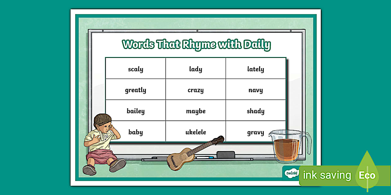 Words That Rhyme with Daily Word Mat