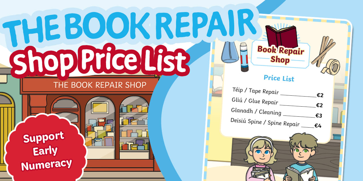 Book Repair Shop Price List Poster