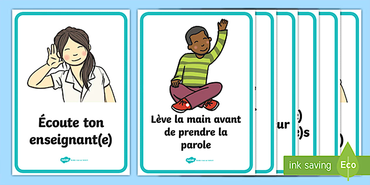 Règles De Vie Maternelle Illustrées à Imprimer Pdf Ensemble d'affiches de règles de vie en classe