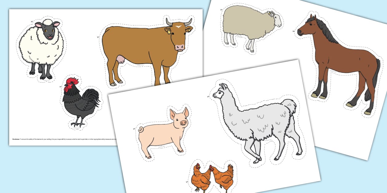 Farm Animals Cut Outs (teacher made) Twinkl