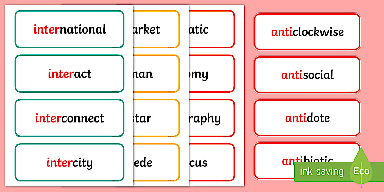 Prefix Word Cards - Prefix Word List (teacher made) - Twinkl