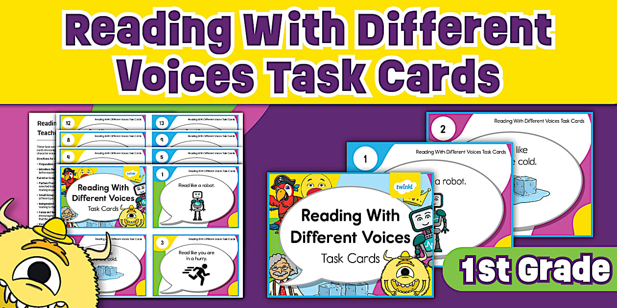 First Grade Reading With Different Voices Cards