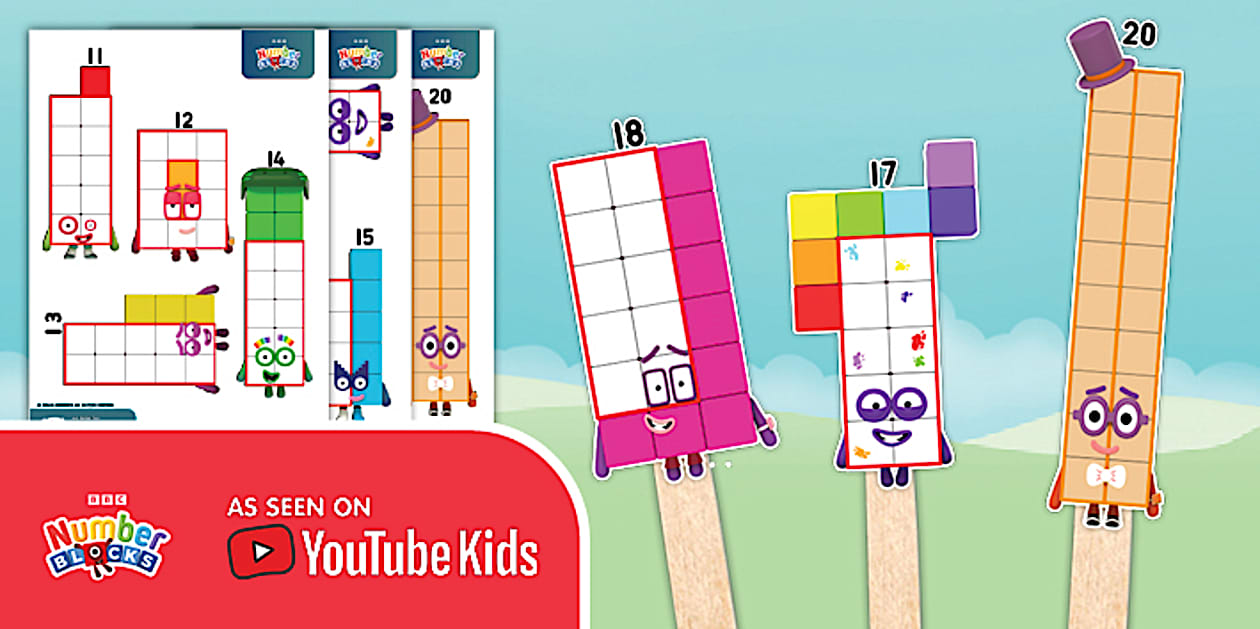 Numberblocks 11 20 Stick Puppets teacher Made Twinkl Numberblocks 11 20 Stick Puppets teacher Made Twinkl