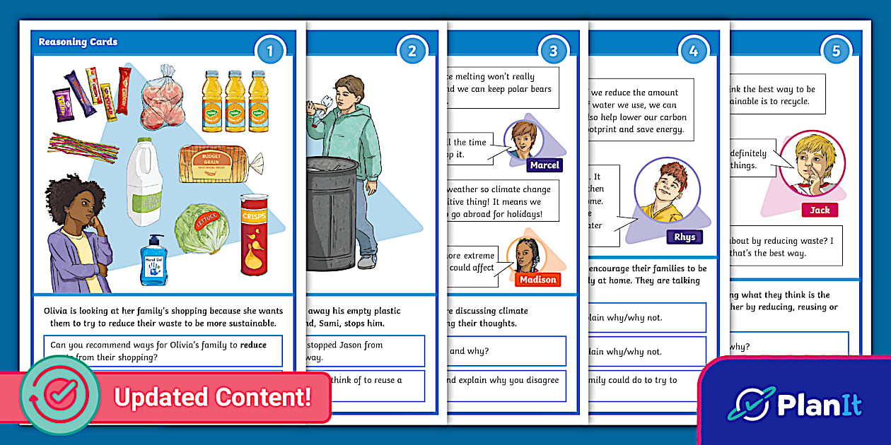 Science: Reduce, Reuse, Recycle Reasoning Challenge Cards