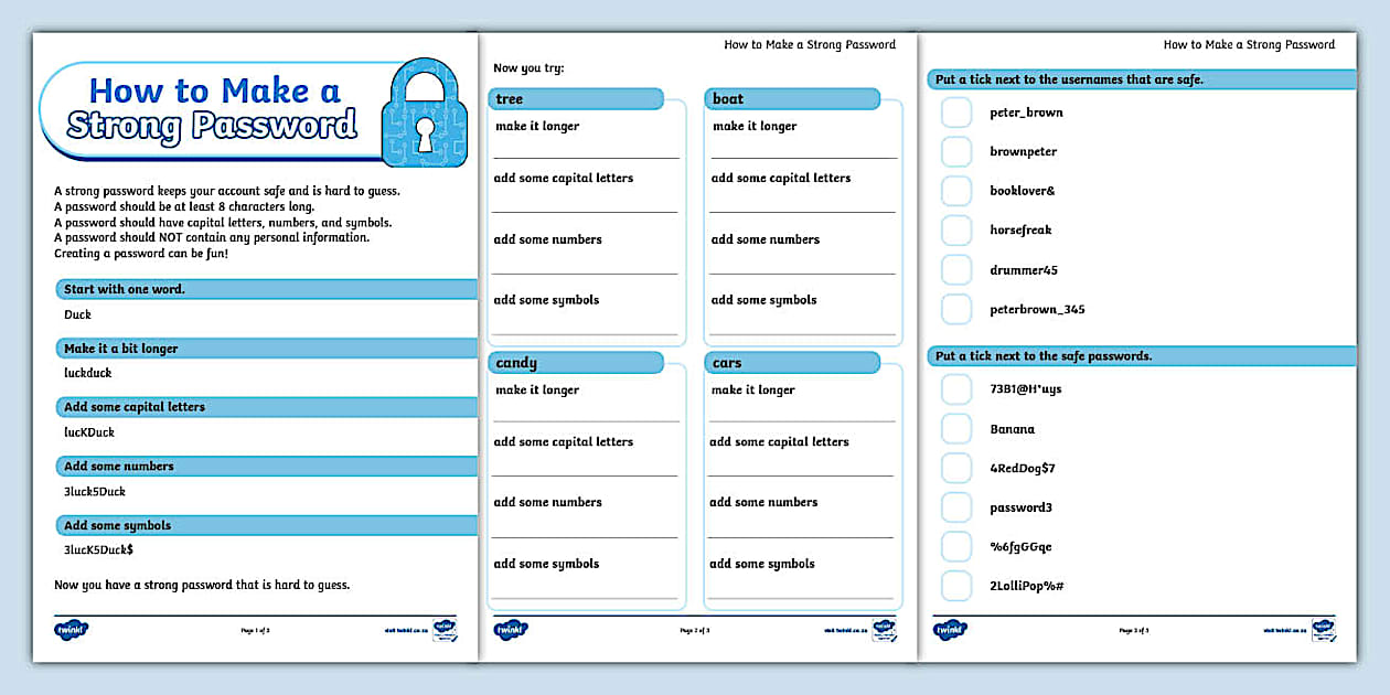Grade 2 Digital Safety Making a Password (teacher made)