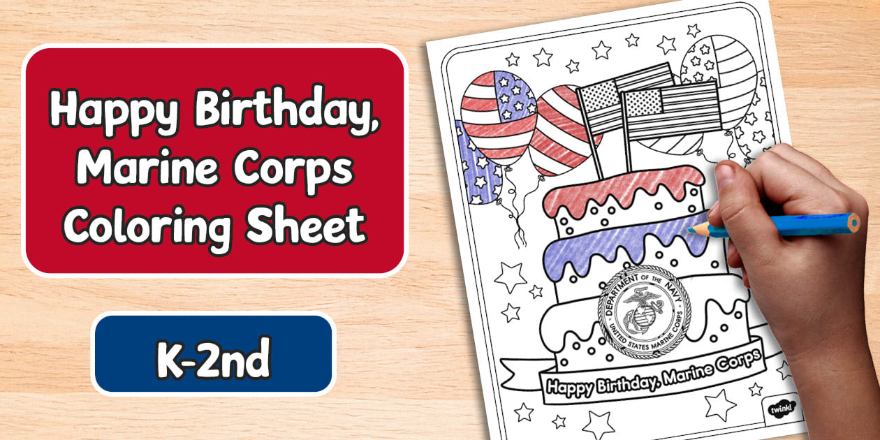 Happy Birthday Marine Corps Coloring Sheet Twinkl