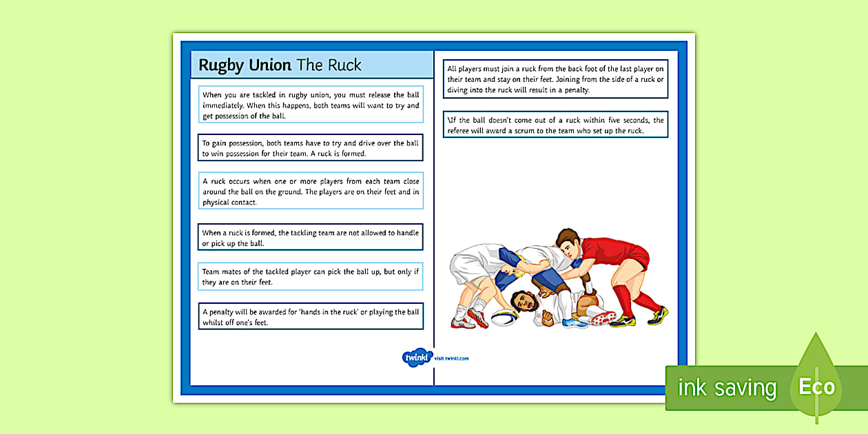 Prawn Rugby Union Ruck Rugby Laws: Ruck Card (teacher made) - Twinkl