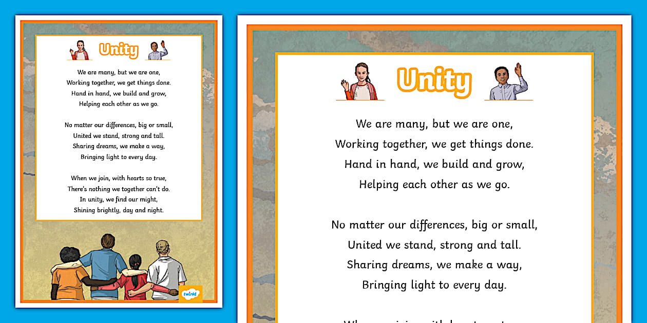 Unity Poem Display Poster (teacher made) - Twinkl