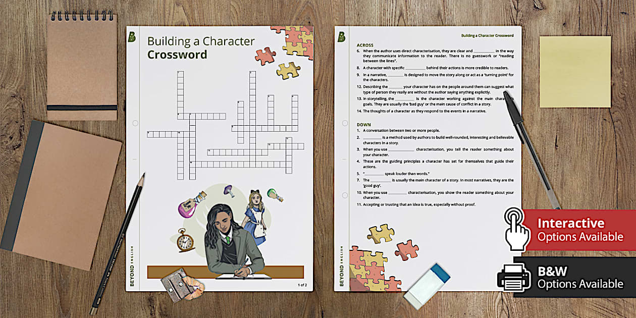 Building a Character Crossword (teacher made) Twinkl