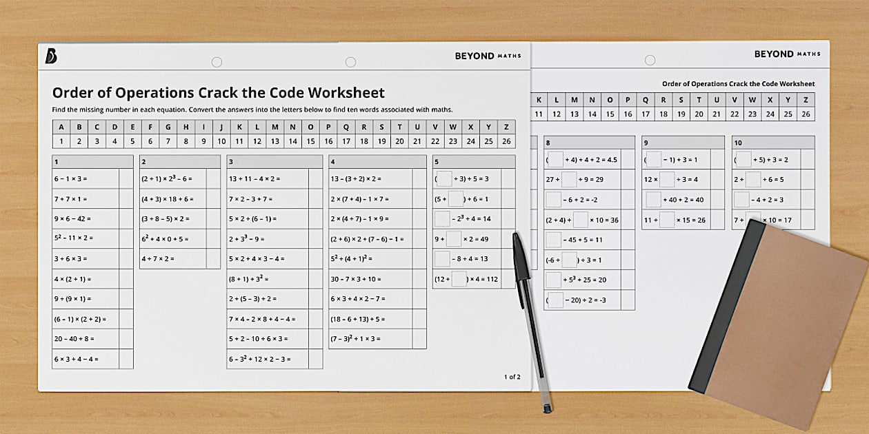 👉 Order of Operations Activity: Crack the Code | Beyond