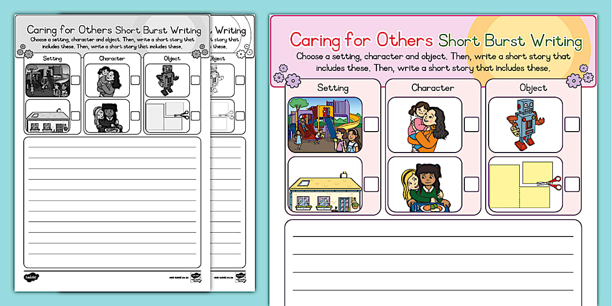 Caring for Others Short Burst Writing Template - Twinkl