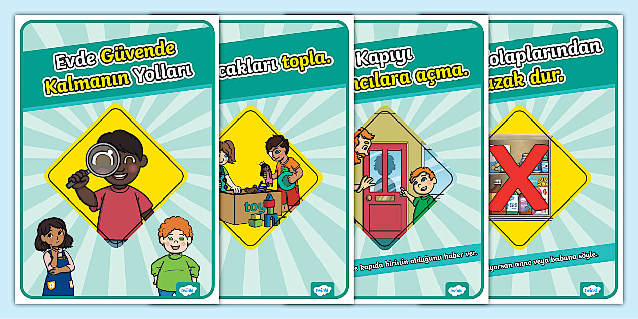 Evde Güvende Kalmanın Yolları | Posterler (teacher made)
