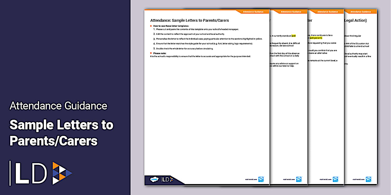 Attendance Letter to Parents/Carers Twinkl